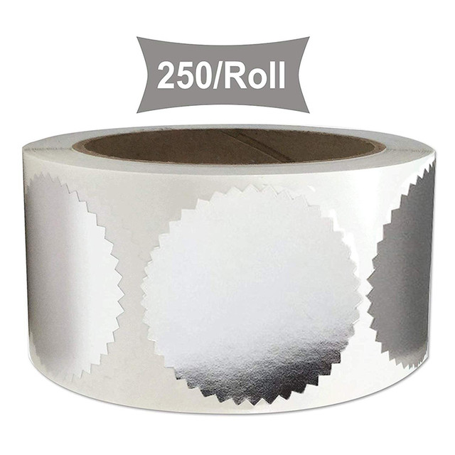 Silver Foil Embossed Stickers 2 Inch - Certificate Wafer Seals